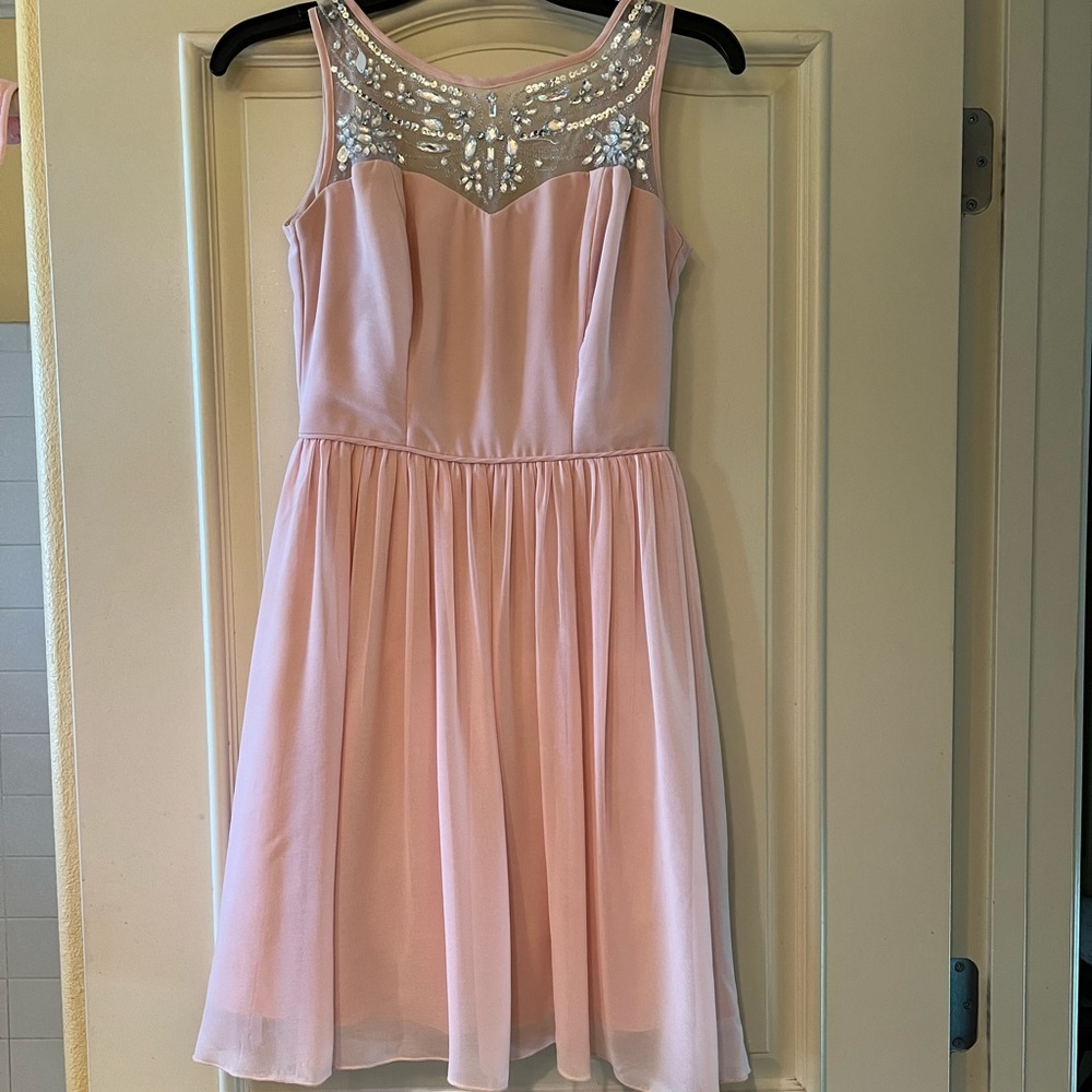 Way-In Size 3 Light Pink Dress with Rhinestones